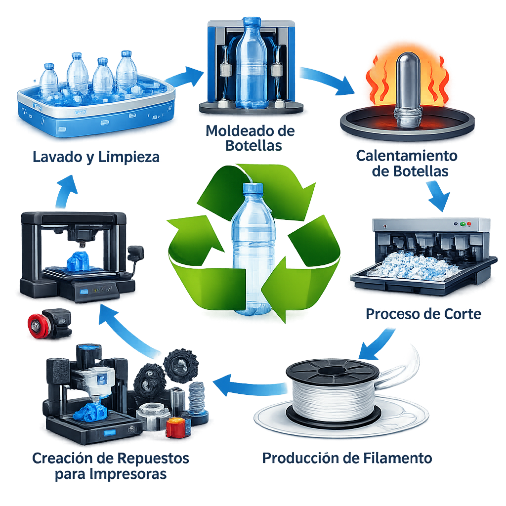 Ciclo de reciclaje botellas plasticas